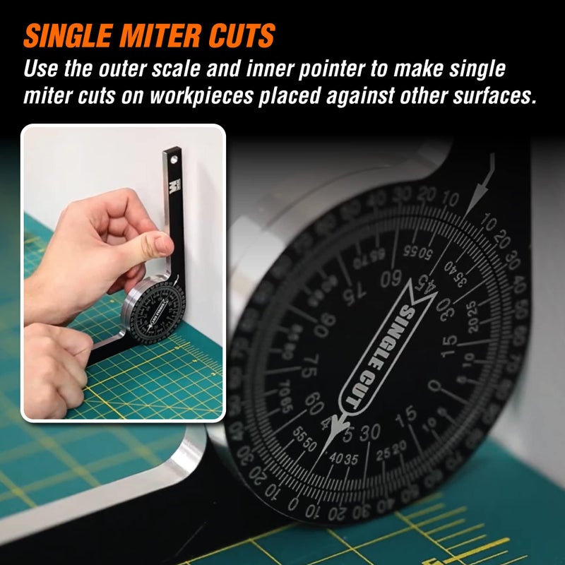 WEN Miter Saw Protractor, 7.25-Inch Aluminum Alloy with Laser-Engraved Scaled (ME175P) - Image 2